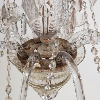 An Irish George III cut glass eight light chandelier, later part of the 18th century.