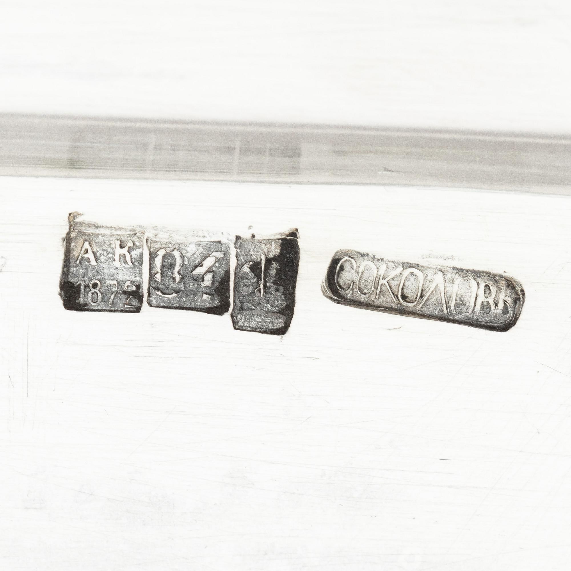 Alexander Nikolajewitsch Sokolow, bricka, silver, S:t Petersburg, Ryssland 1872.