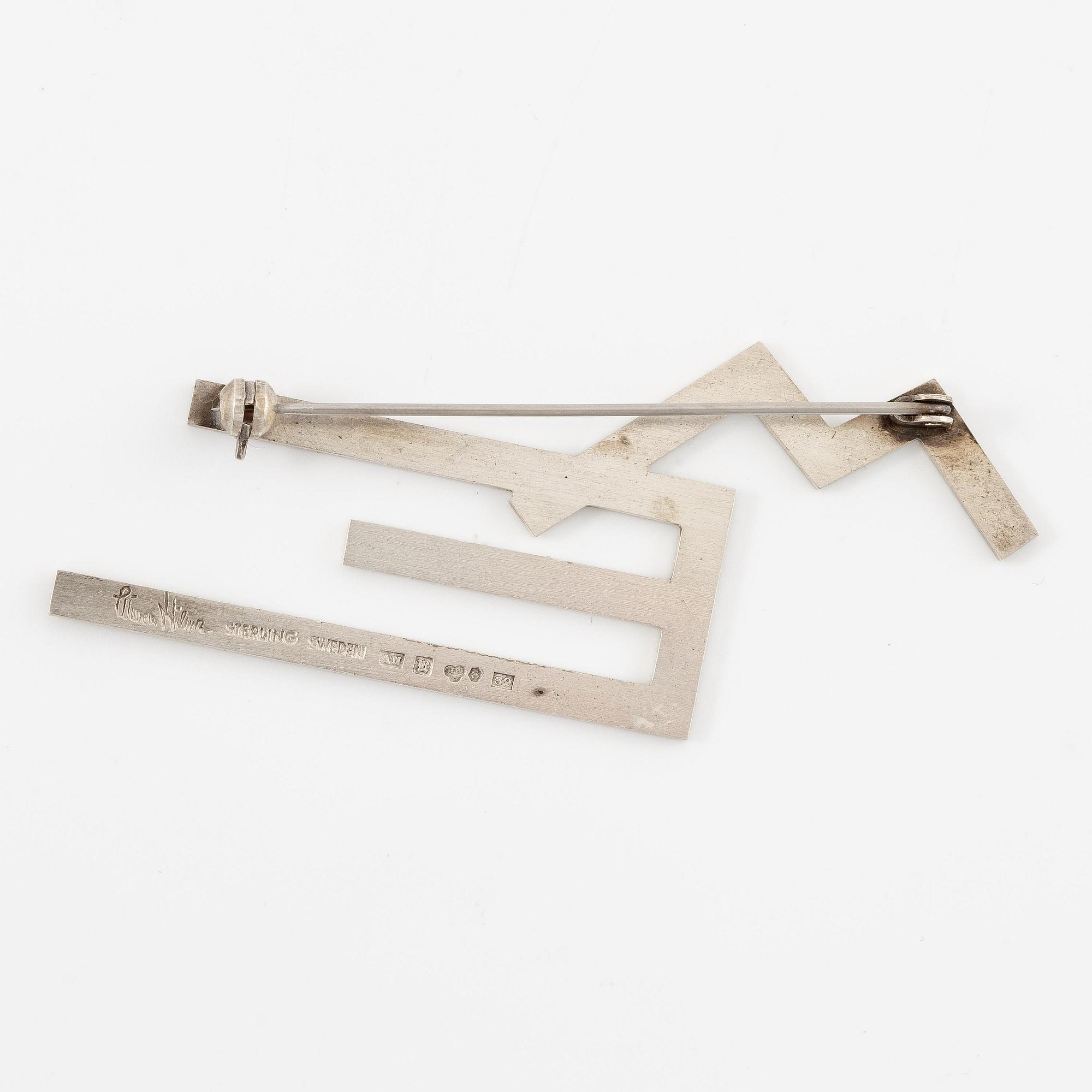 Wiwen Nilsson, monogrambrosch, sterlingsilver, Lund 1968.