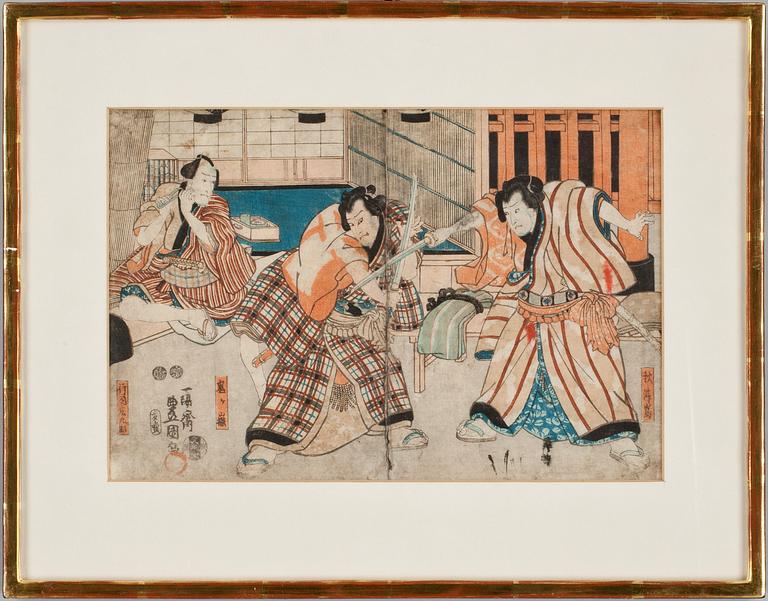 TOYOKUNI III, träsnitt, Japan. 1800-tal.