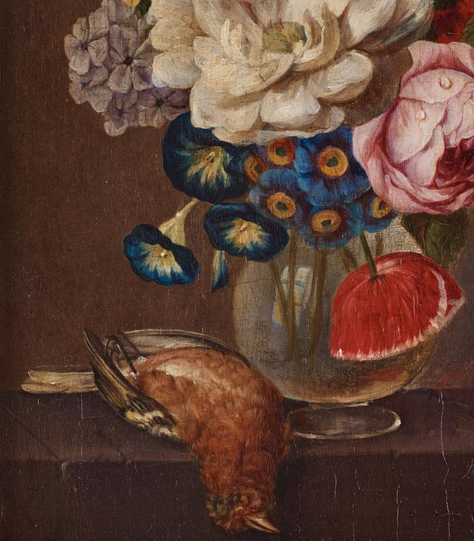 Michel-Joseph Speeckaert, Stilleben med blommor och fågel.