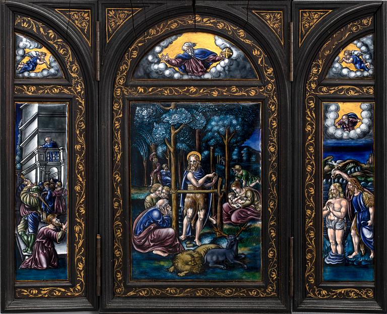 TRIPTYCH, enamel, 19th century latter part, possibly Limoges.