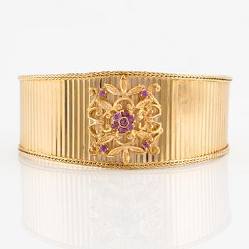 Bangle, 18K gold with rubies, Italy.
