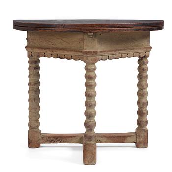 A Swedish Baroque demi lune gate-leg table, circa 1700.