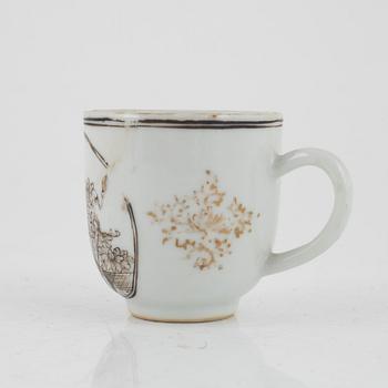 A set of five famille rose cups and four dishes, Qing dynasty, 18th Century.
