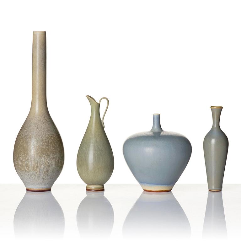 Berndt Friberg, a set of 9 stoneware vases and 3 bowls, Gustavsberg Studio, Sweden, 1956-66.