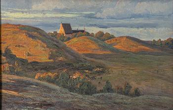 Charlotte Wahlström, Twilight Landscape with Church.