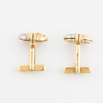 Bulgari, a pair of cufflinks, 18K gold and steel,