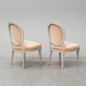 Two Swedish Gustavian chairs, late 18th century.