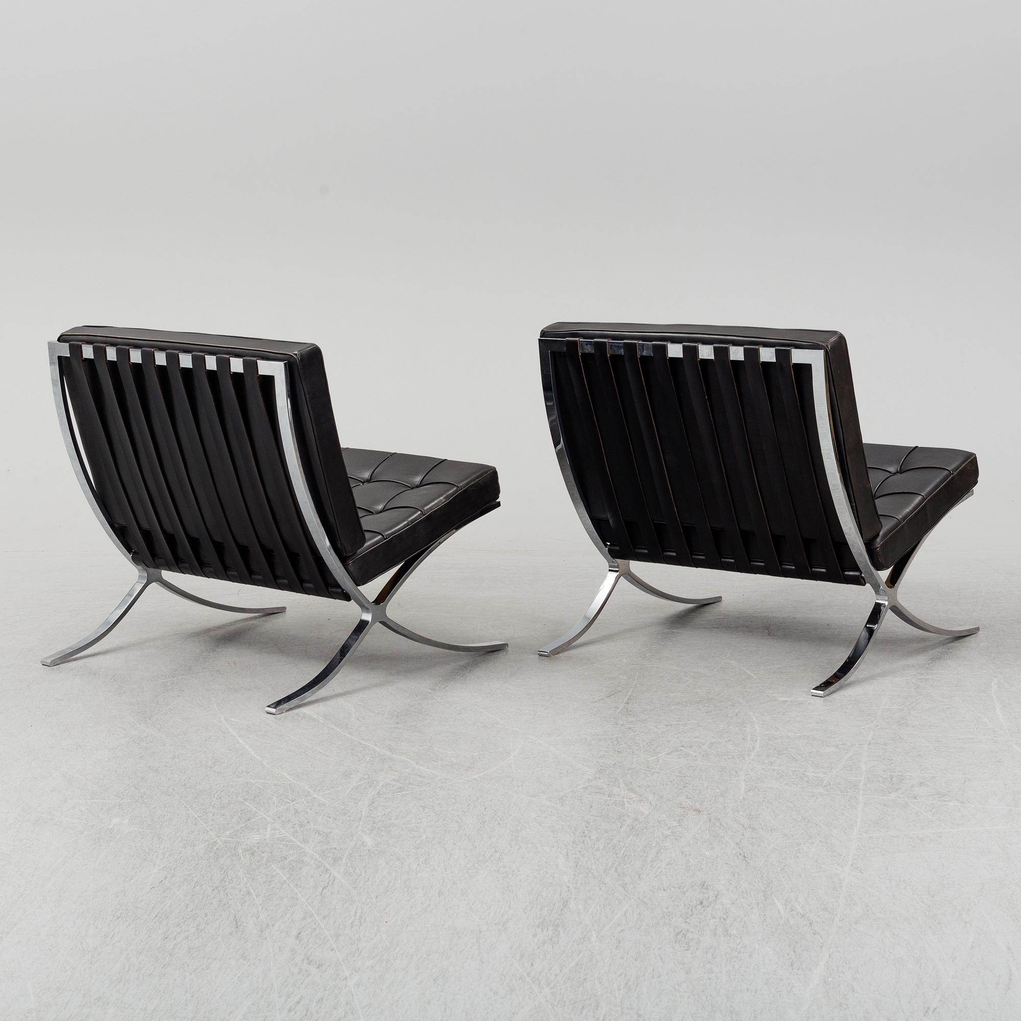 LUDWIG MIES VAN DER ROHE, fåtöljer, ett par, "Barcelona". Knoll International, 1960-tal.
