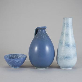 GUNNAR NYLUND, Rörstrand. Stengods, 3 delar. 1940-/50-tal.