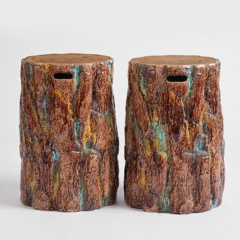 A pair of mayolica garden stools from Gustavsberg, late 19th century.