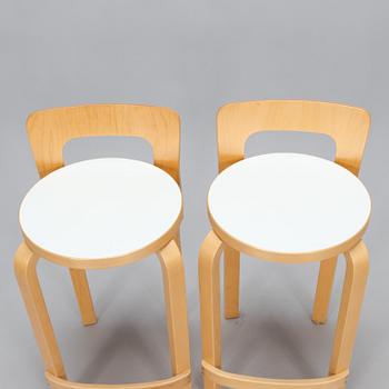 Alvar Aalto, barstolar, 2 st, modell K65, Artek 1997.