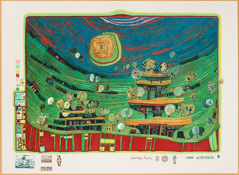 Friedensreich Hundertwasser, "Look at it on a rainy day (The Regentag portfolio)".