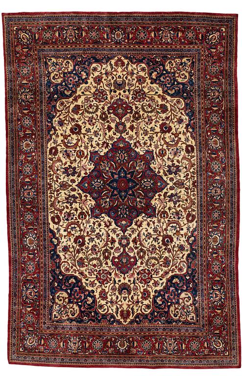 MATTO, semi-antique silk Kashan, ca 200 x 129 cm.