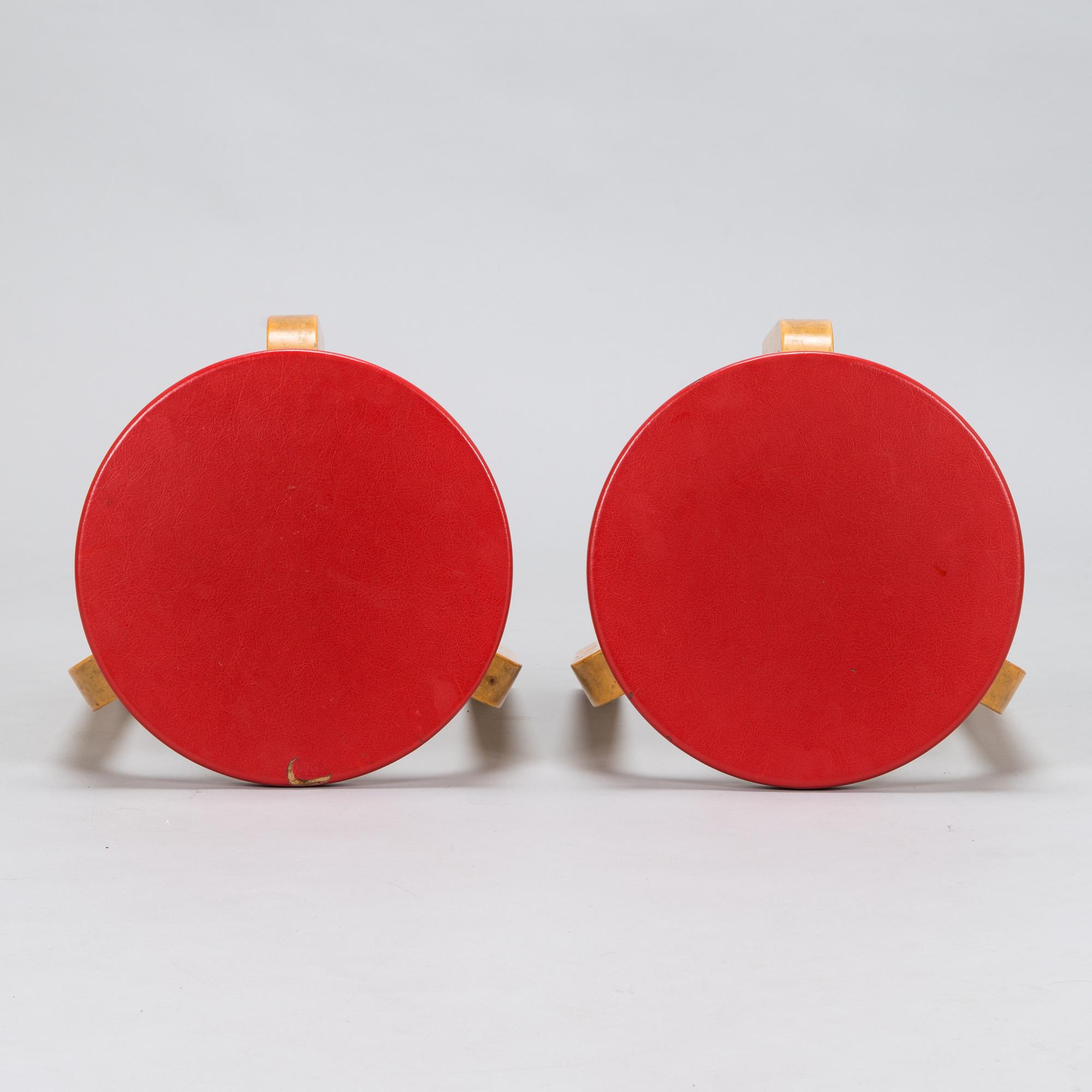 Alvar Aalto, a pair of  '60' stools, Artek 1950s-60s.