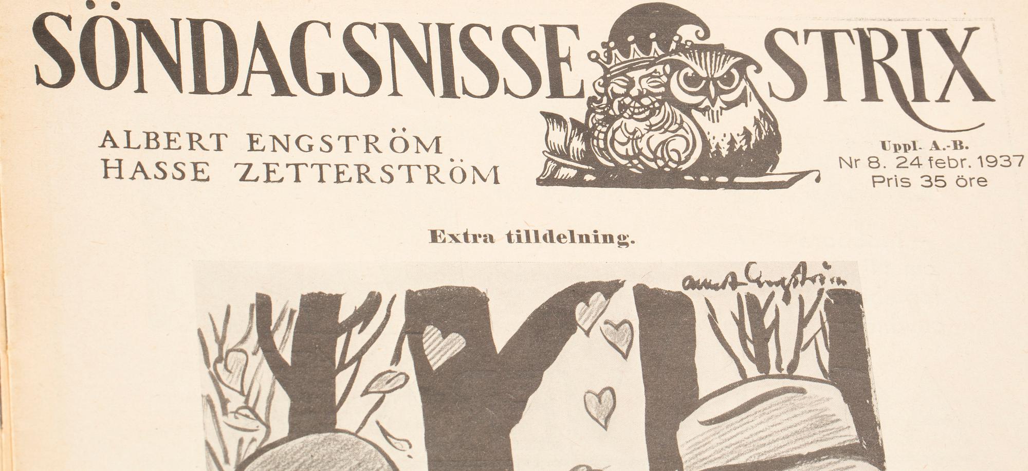 TIDNINGAR, "Söndags-Nisse Strix, 1937 och 1939, spridda nummer.