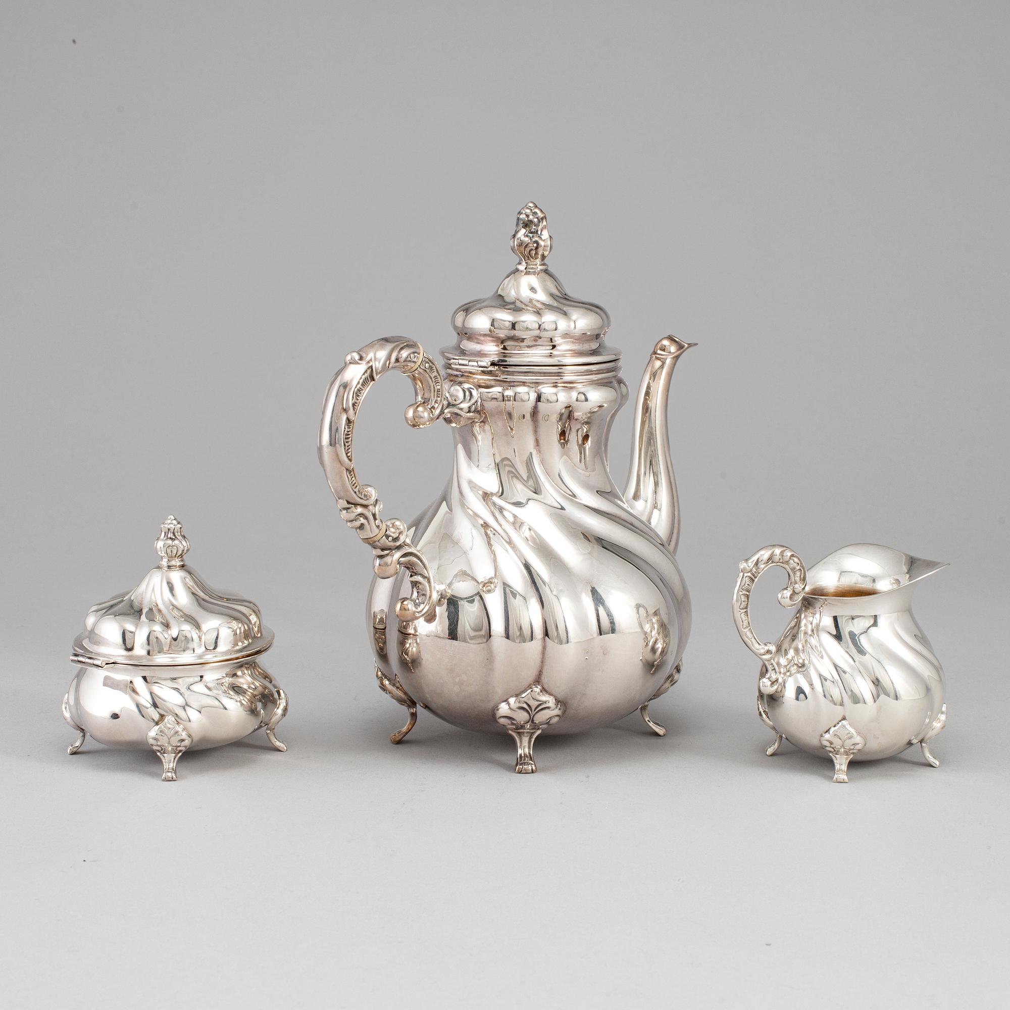 A German 20th century parcel-gilt silver coffee-set.