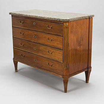 A late Gustavian writing commode by Johan Almgren, master 1798-1805 in Stockholm. Signed.