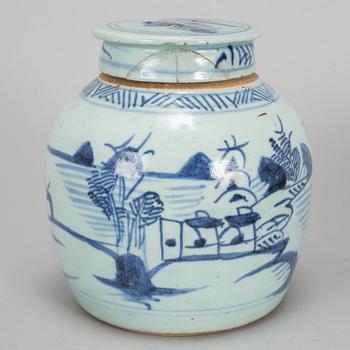 A group of eight blue and white objects, Qing dynasty, 18th-20th century, one presumably Japan.