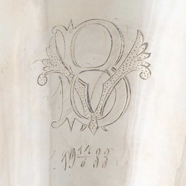 Two Swedish silver beakers, bearing the mark of Erik Lemon, Uppsala, 1761 and Carl Fredrik Seseman, Arboga, 1814.