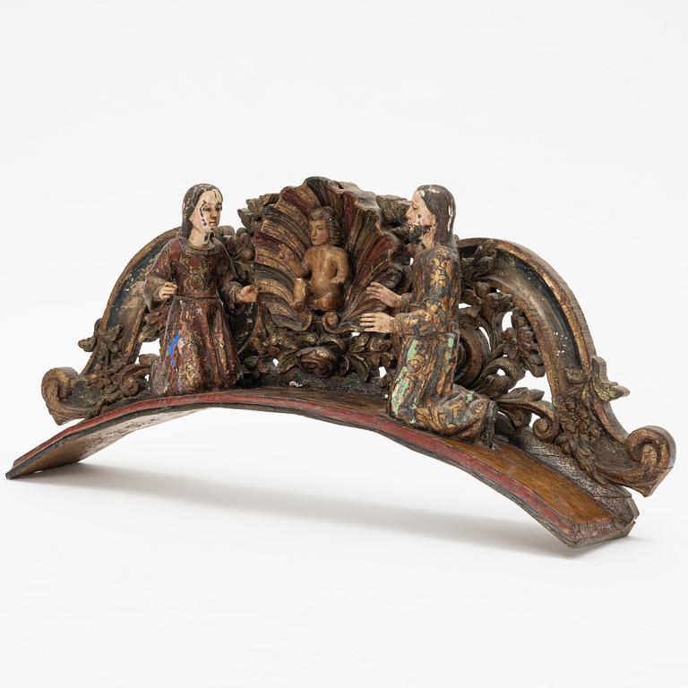 Crown, carved wood, 17th/18th century, Southern Europe.