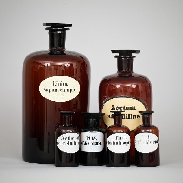 APOTEKSFLASKOR, 6 st. Glas.