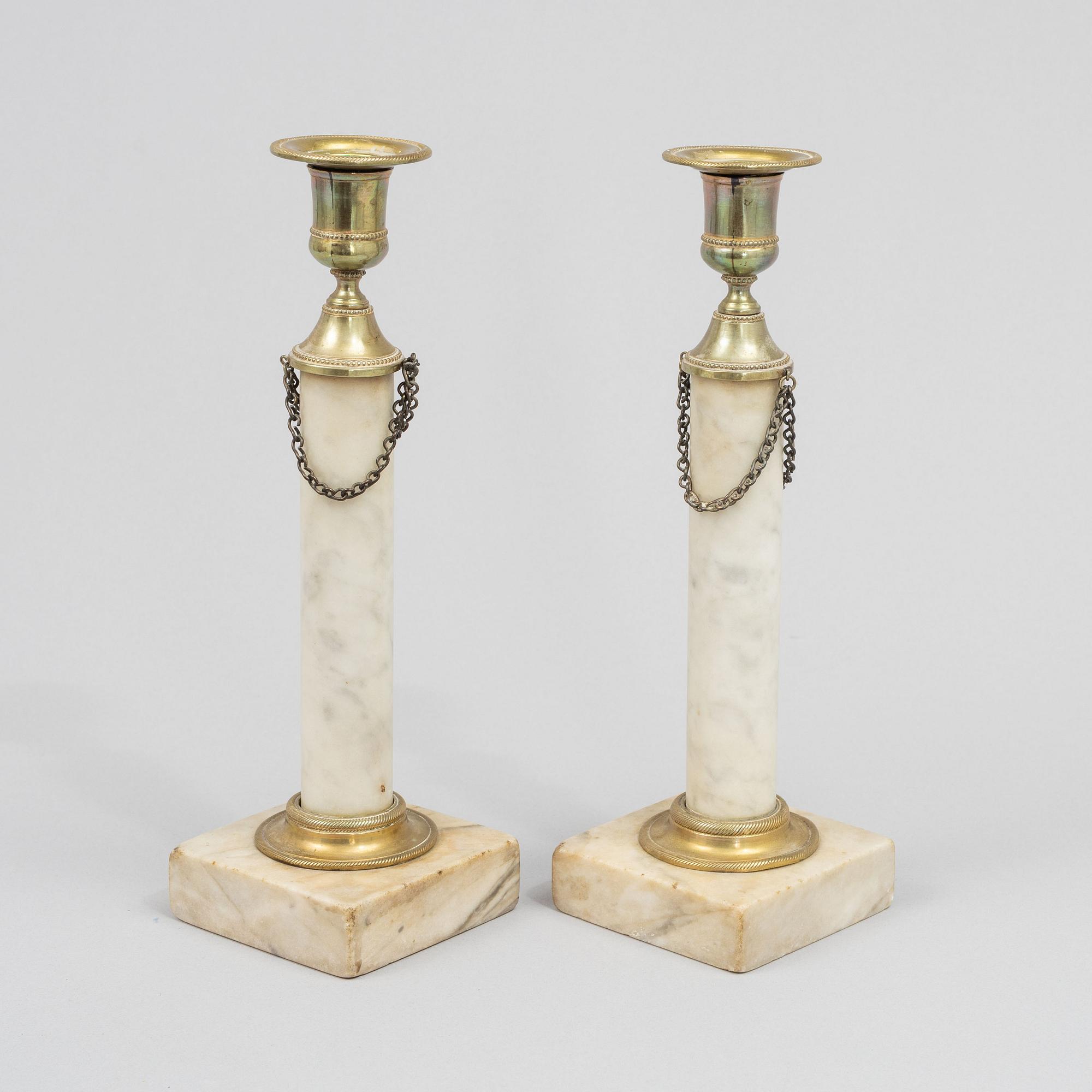A pair of Gustavian style candle sticks, Sweden, second half of the 19th century.