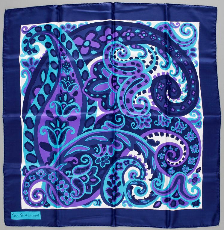 A silk scarf by Yves Saint Laurent.
