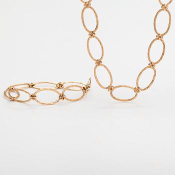 Elis Kauppi, Halsband och armband, 14K guld. Kupittaan kulta, Åbo.