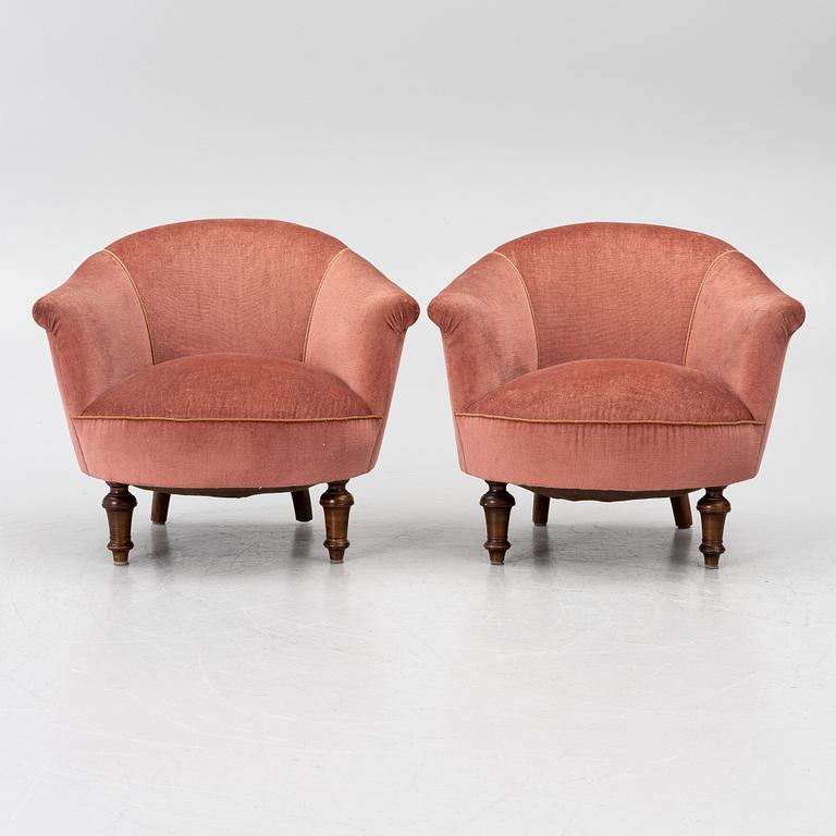 Armchairs, a pair, 1930s/40s.