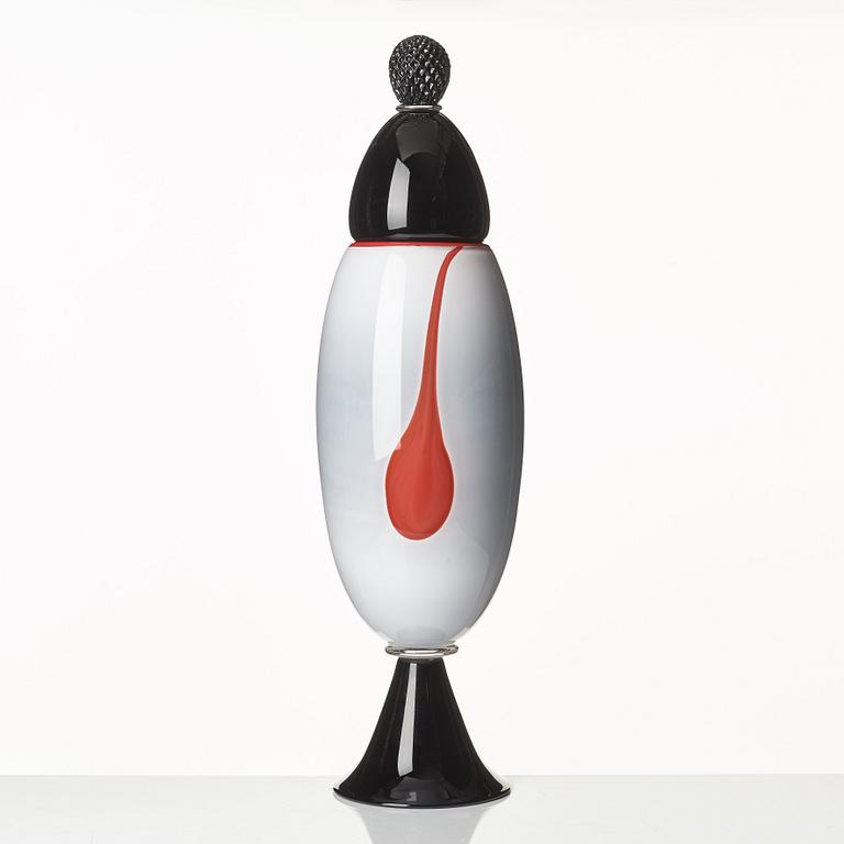 AKTAS Artglass, pokal med lock, "Goblet No 7", graal, Peter Hermansson och Micke Johansson, 2010, unik.