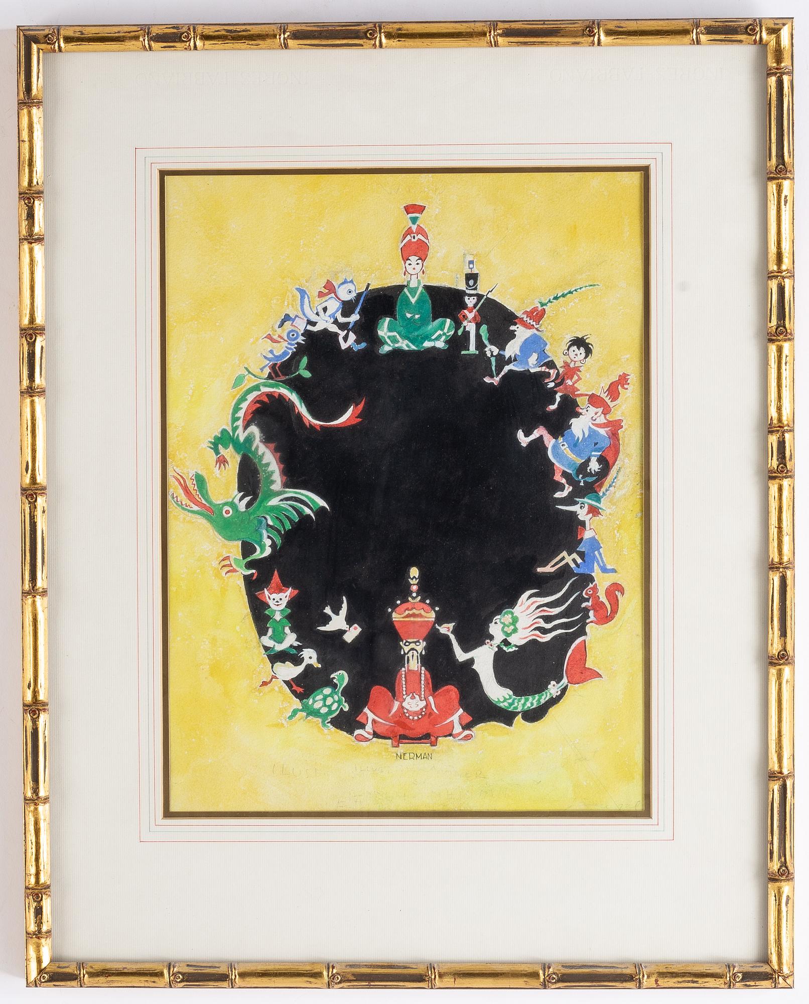 A signed mixed media by Einar Nerman.