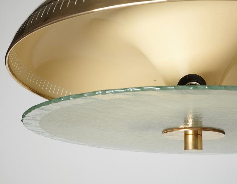 Harald Notini, A Harald Elof Notini Swedish Modern brass ceiling lamp, Böhlmarks Lampvarufabrik, probably 1940's.