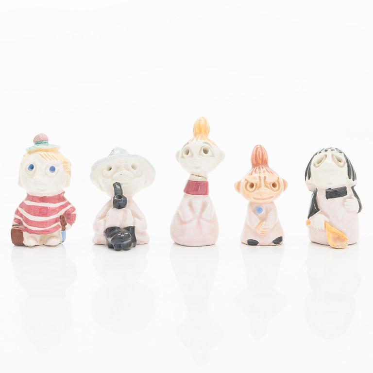 Leo Tykkyläinen, Muumi-figuriineja, 10 kpl, keramiikkaa, 1950-luku.
