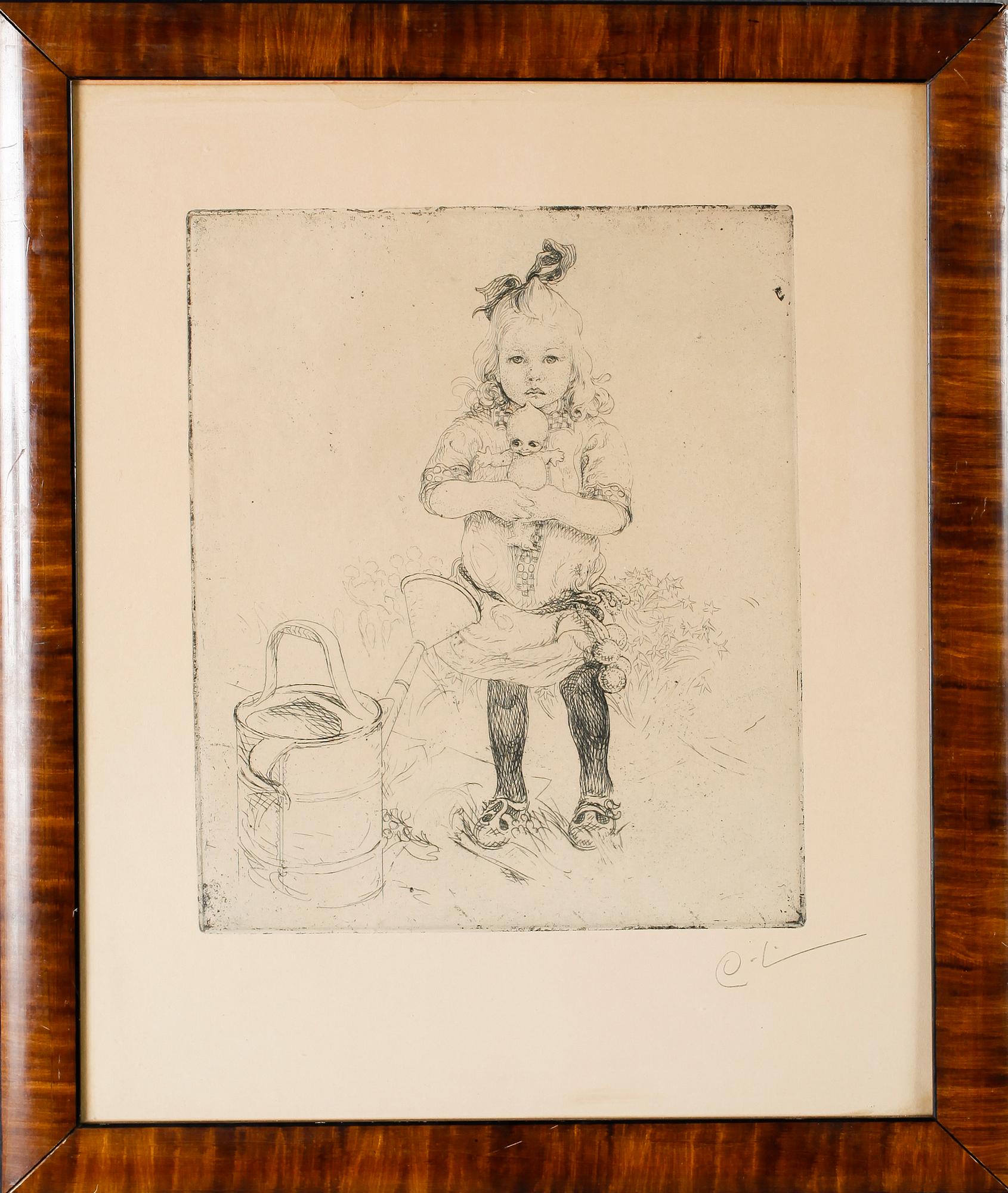 CARL LARSSON, etsning, monogramsignerad.