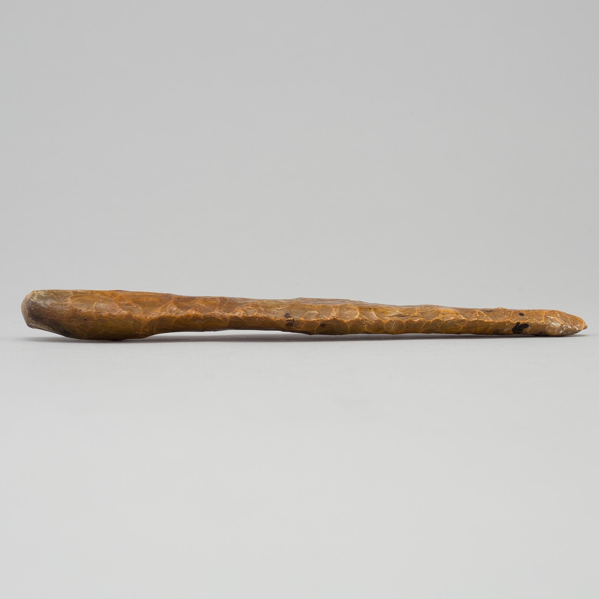 A Swedish Stone Age flint dagger or arrowhead.
