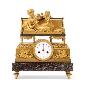 619. A French Empire early 19th century mantel clock.