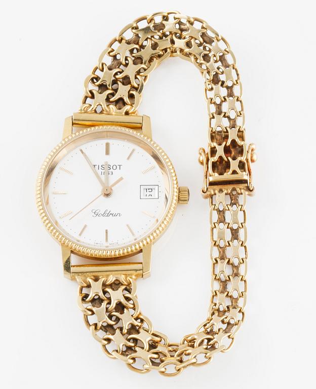 ARMBANDSUR, dam, 18 K guld, Tissot Goldrun. Vikt 23 g inkl extra länkdelar.