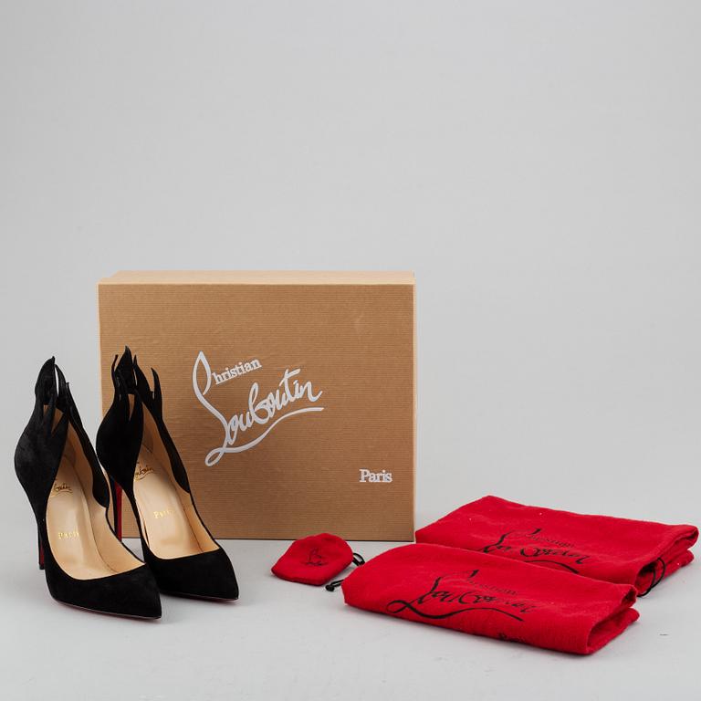 CHRISTIAN LOUBOUTIN, a pair 'Victorina' of high heel suede shoes, size 36½.