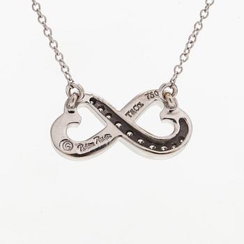 Tiffany & Co, Paloma Picasso, "Double Loving Heart" kaulakoru, 18K valkokultaa ja briljanttihiottuja timantteja.