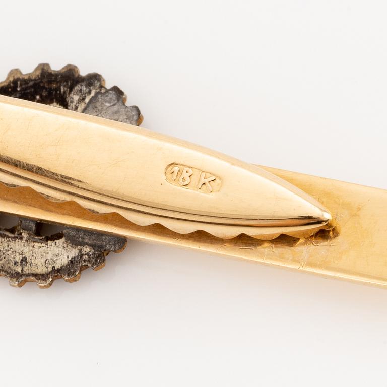 Ceson, manschettknappar och slipsnål, 18K guld och emalj.