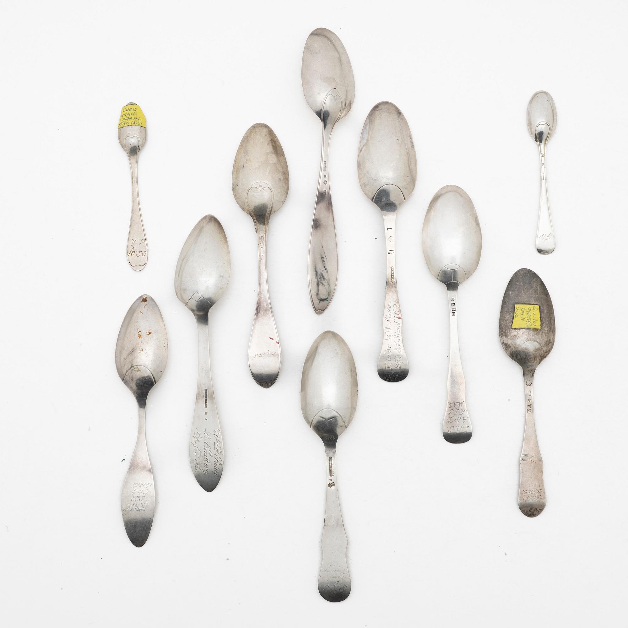 Skedar, 10 st, silver, Sverige, 1769-1828.