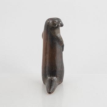Lisa Larson, two stoneware figurines, 'Utter'(Otter) & 'Visent'(Wisent), WWF & Nordiska Kompaniet, Gustavsberg, 1975-87.