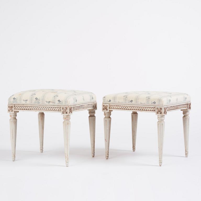 A pair of Gustavian stools by J. Lindgren (master in Stockholm 1770-1800).