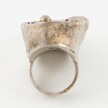 Lars Arby, four rings, sterling silver and agate, Gothenburg 1967, 1968 and 1976.