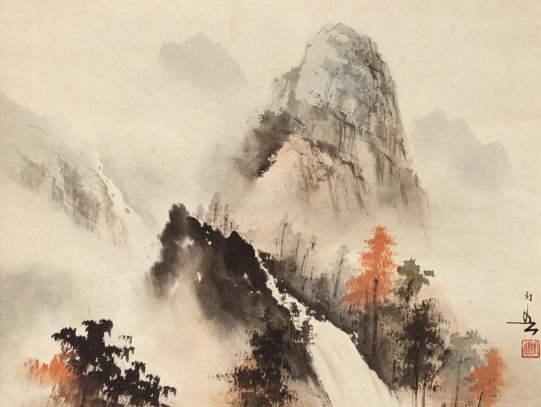 Two hanging scrolls of landscapes by Huang Huanwu (1906-1985), signed.