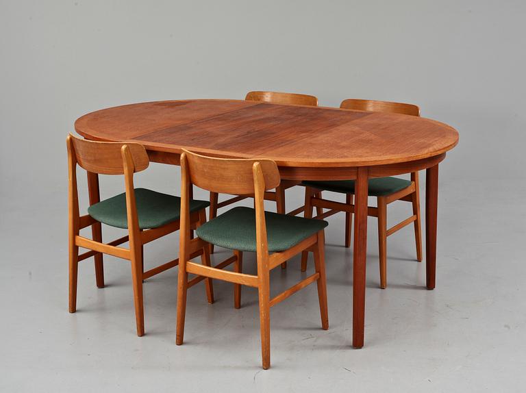 MATBORD samt STOLAR, 4 st, 1900-talets mitt.