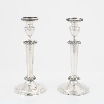 Ljusstakar, ett par, silver, Scheel, Kassel, Tyskland, 1800-tal.