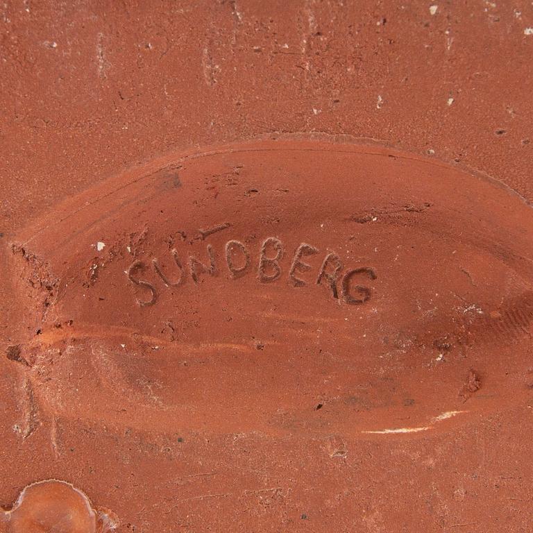 Per B Sundberg, a signed brick and porcelain table lamp.